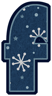 Abecedario en Fieltro Azul con Copos de Nieve. Blue Alphabet with Withe Snowflakes.
