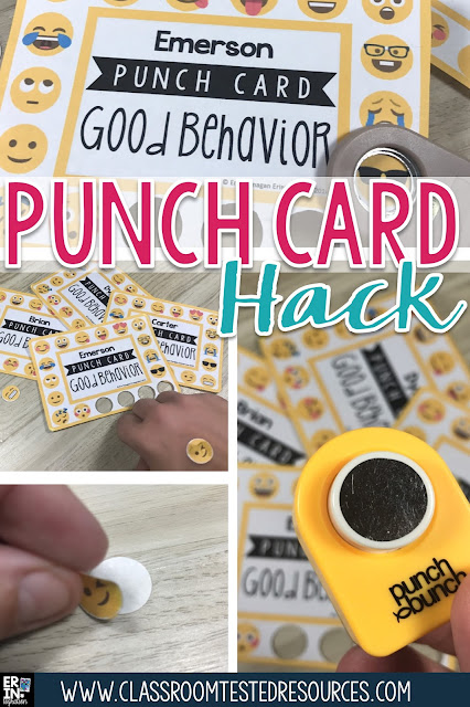 Check out this classroom management hack to make Emoji STICKER punch cards for incentives and positive reinforcement in the classroom.