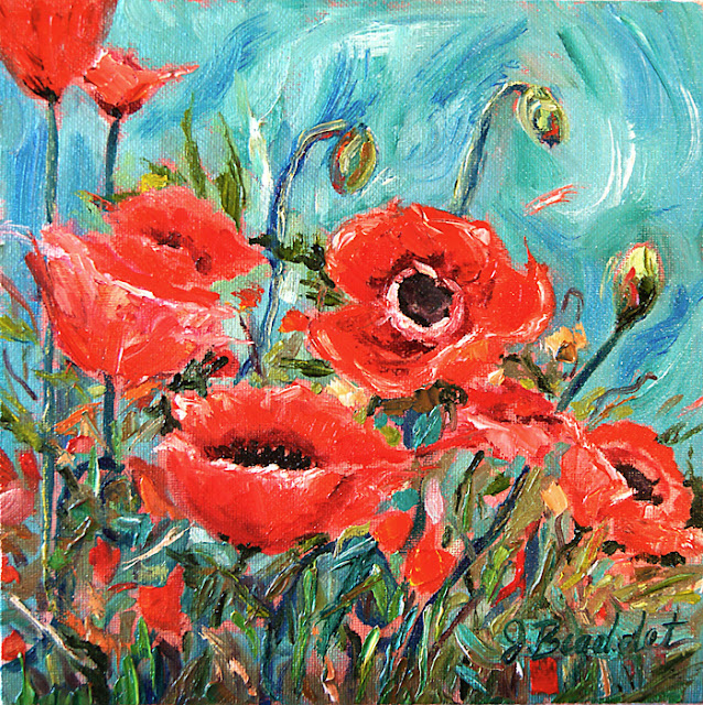 Red Poppies oil painting by artist Jen Beaudet,  Zondervan, Jennifer Beaudet Art, Beaudet Art