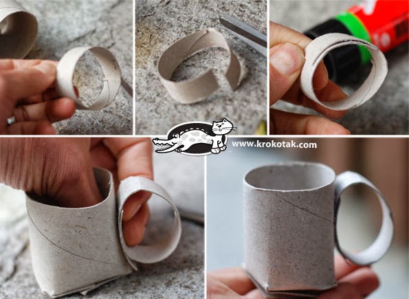 Juego de café con rollos de papel higiénico en Recicla Inventa