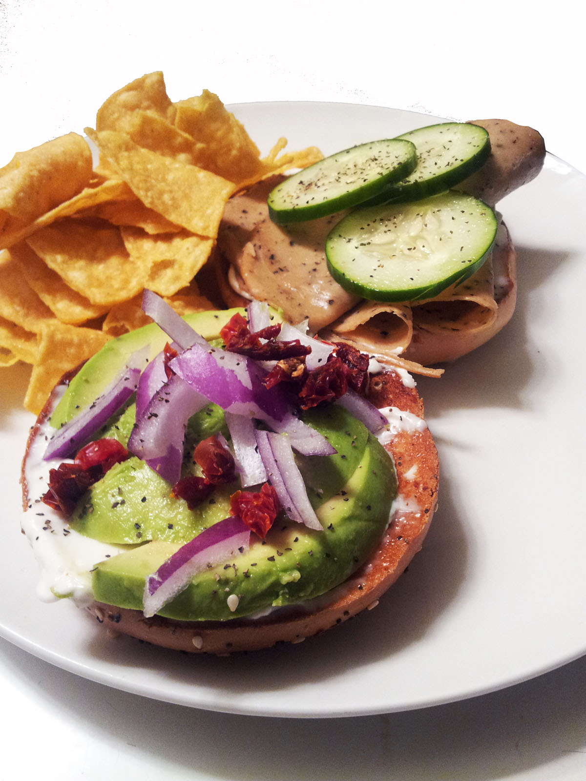 A Profound Hatred of Meat Avocado Bagel Sandwich with Sprouts & Turkey