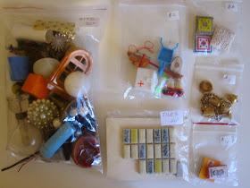 Six bags of vintage dolls house miniatures and various bits that could be used in miniature