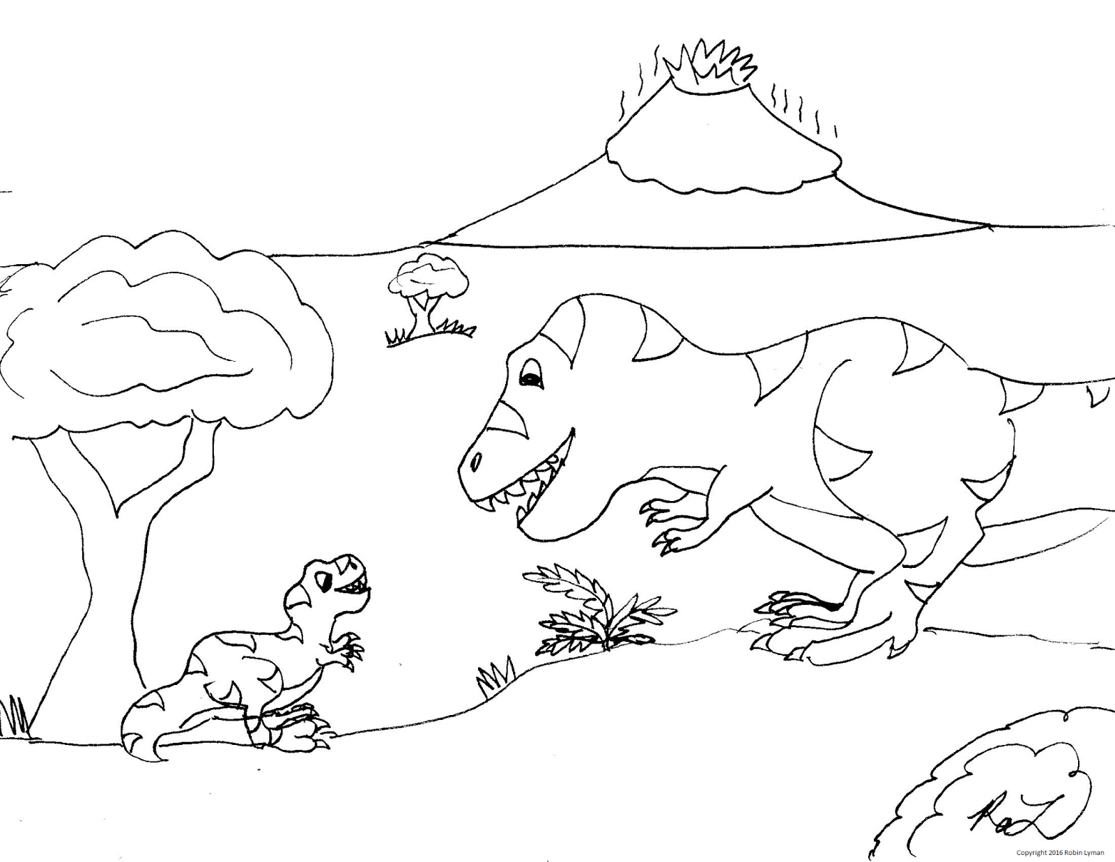 Robin's Great Coloring Pages: T. rex Mommy