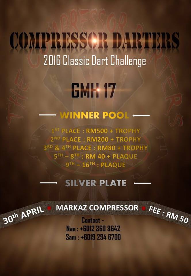 All About Darts COMPRESSOR DARTERS 2016 CLASSIC DART CHALLENGE GMH 17