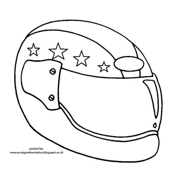 Mewarnai Gambar: Mewarnai Gambar Sketsa Helm 1