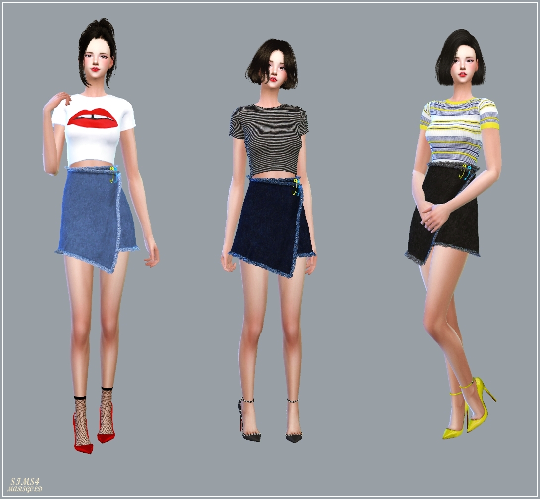 Sims 4 Ccs The Best Pin Wrap Mini Skirt By Marigold