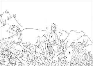 Desenhos Para Pintar Peixes no Fundo Do mar