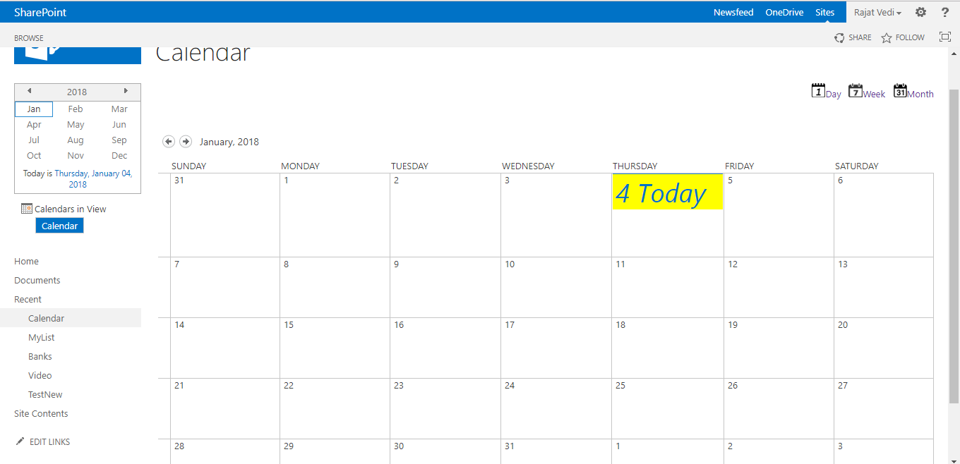 Highlight Today’s date in SharePoint 2013 Calendar List