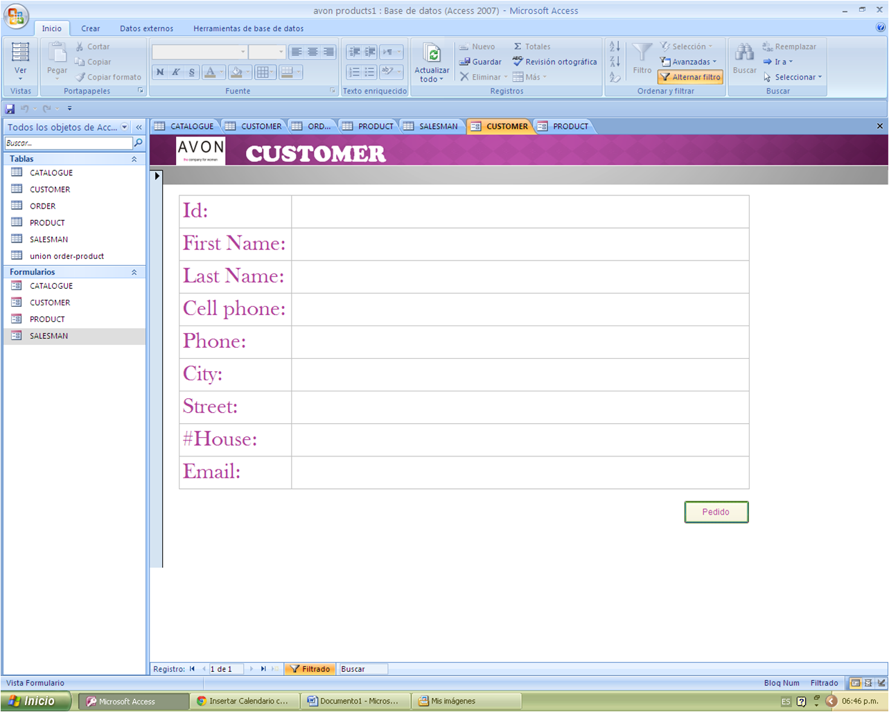 Avon Products Database Using Access