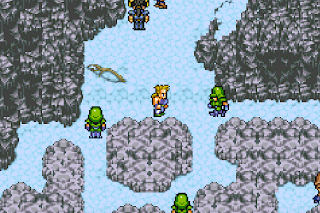 Sabin prepares to take on imperial soldiers in Final Fantasy VI.