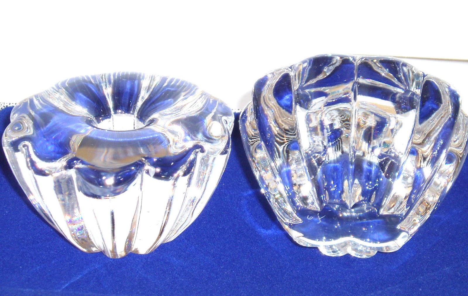 POTTERYANDGLASSART Orrefors crystal candlestick holders "Stella