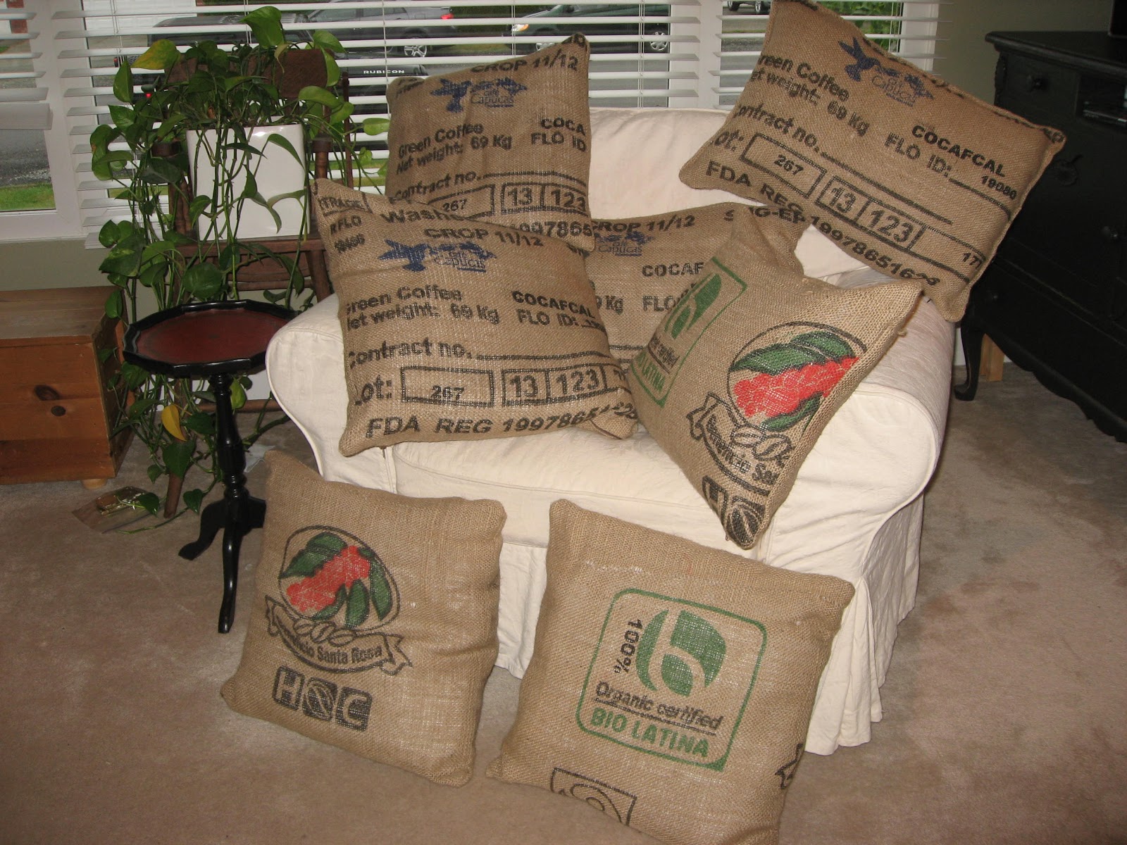 Heather's Creations Creations with burlap coffee sacks