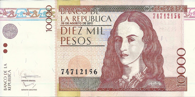 Colombia Currency 10000 Pesos banknote 2011 Policarpa Salavarrieta
