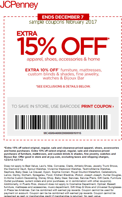 Jcpenney coupons february 2018