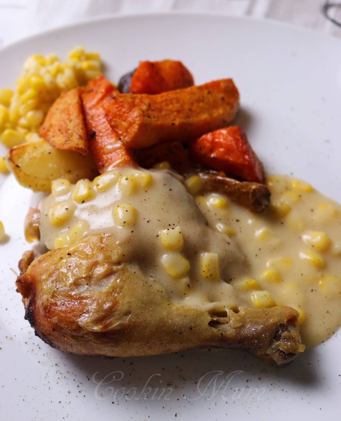Roast Chicken W/ Corn Gravy