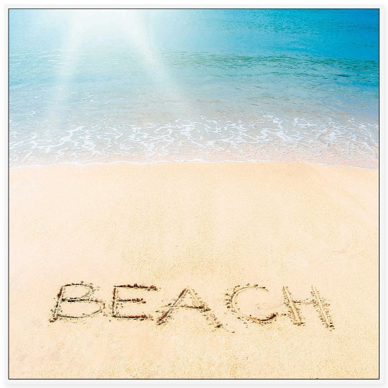 beach photo with sand writing framed canvas beach home decor