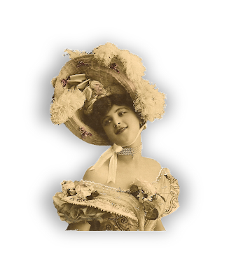 dama vintage con gran sombrero de plumas