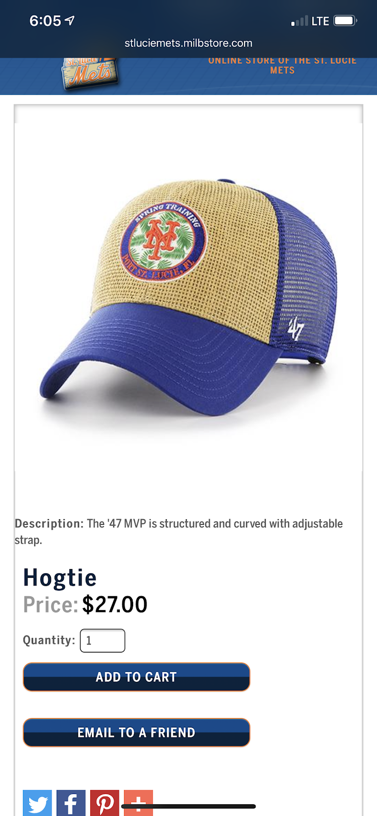 ny mets spring training hat