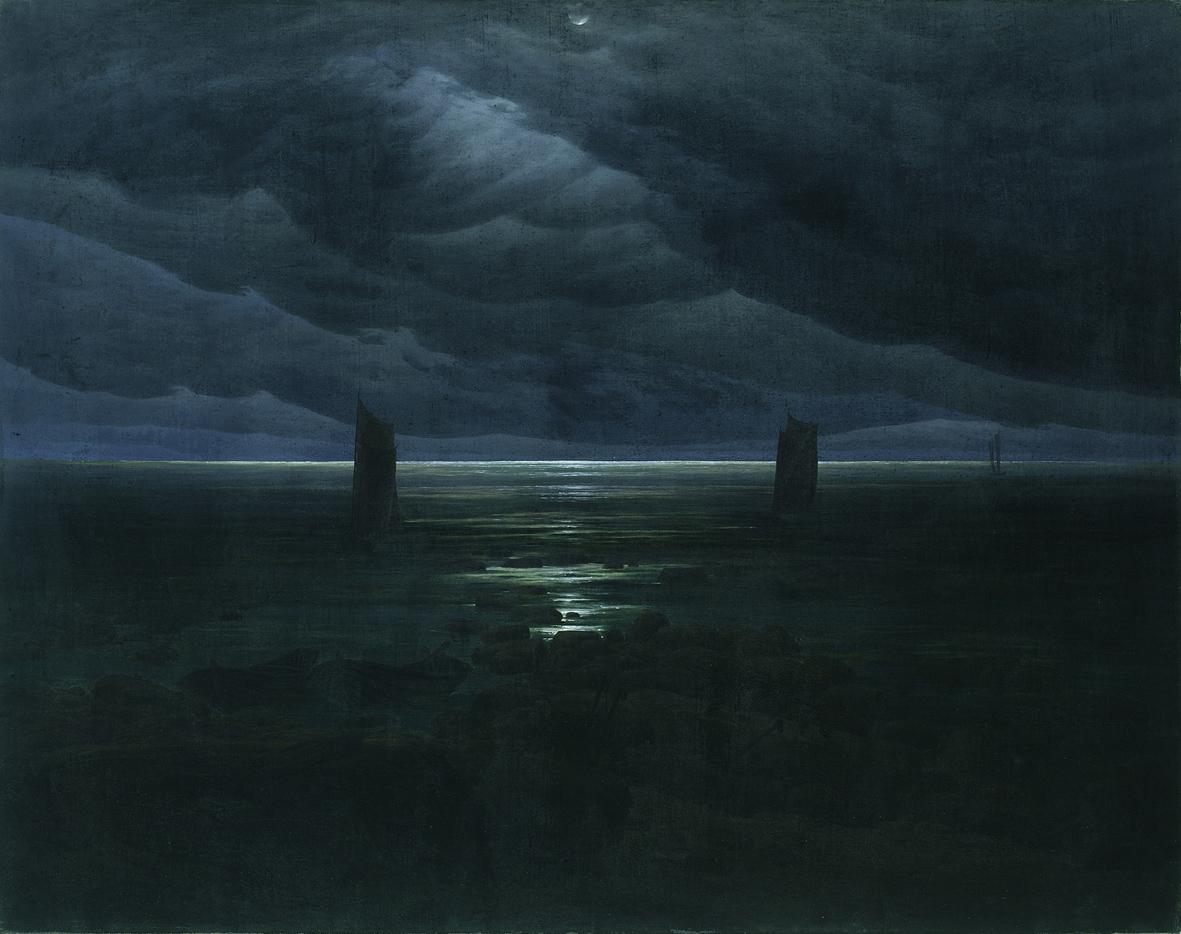 Caspar David Friedrich Due uomini in riva al mare Stampa su tela effetto Quadro 