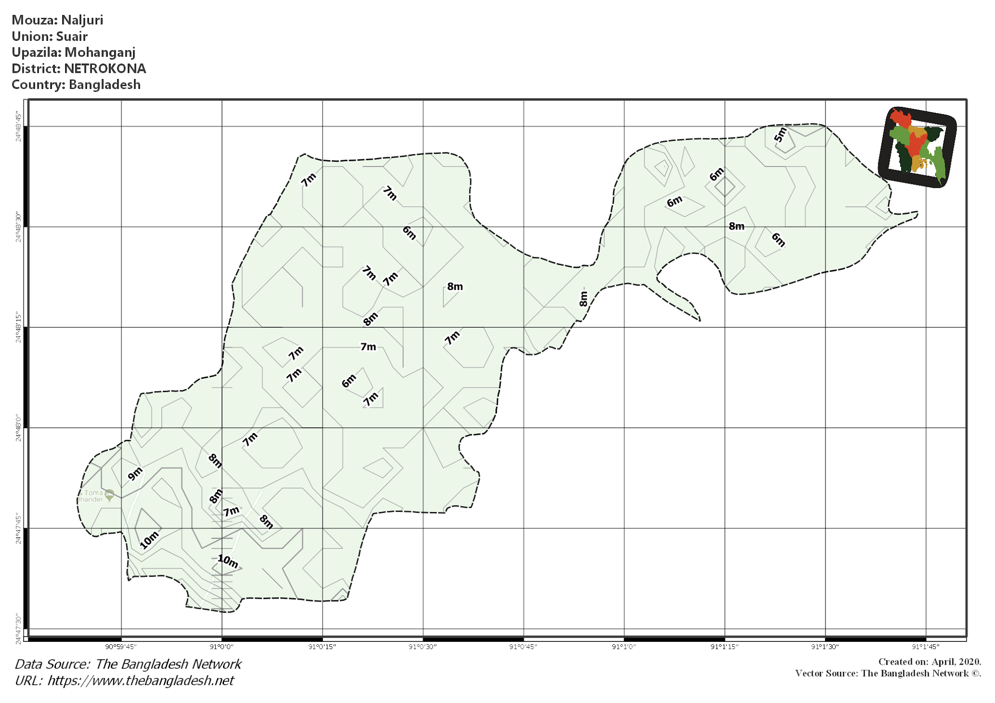 Map of Naljuri Mouza of Mohanganj Upazila, NETROKONA Map of Naljuri Mouza of Mohanganj Upazila, NETROKONA, Bangladesh.