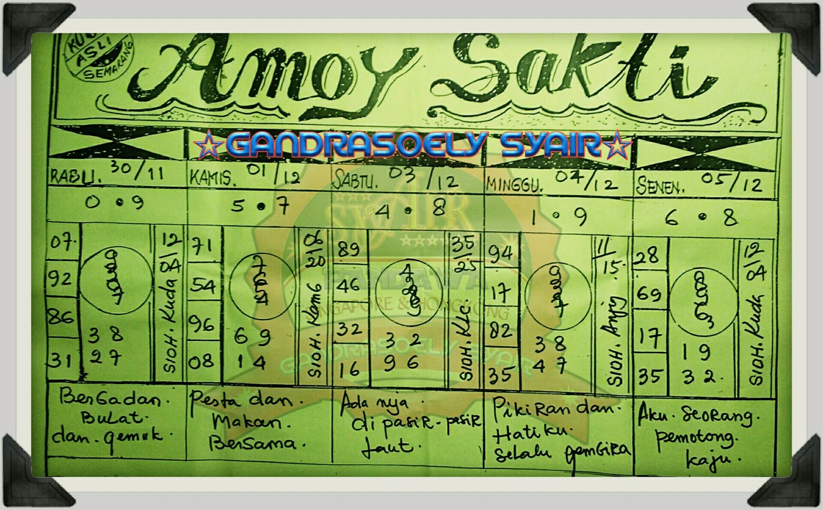 Syair Amoy Sakti Hari Ini Rasanya