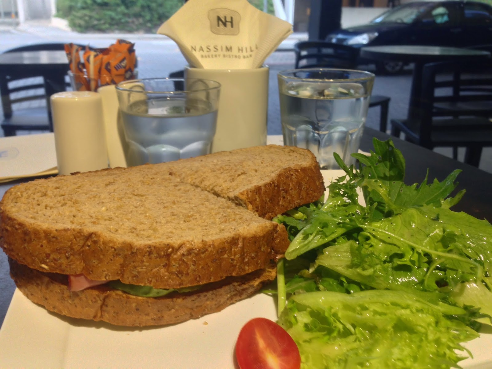 Ham & Cheese Sandwich with Honey Baked Ham, Emmental, Lettuce and Tomato on Asahi Kuronama Beer Bread