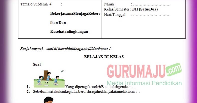 Soal PH UH PJOK Kelas 1 Tema 6 Kurikulum 2020 Tahun 2020 Soal PH UH PJOK Kelas 1 Tema 6 Kurikulum 2020 Tahun 2020