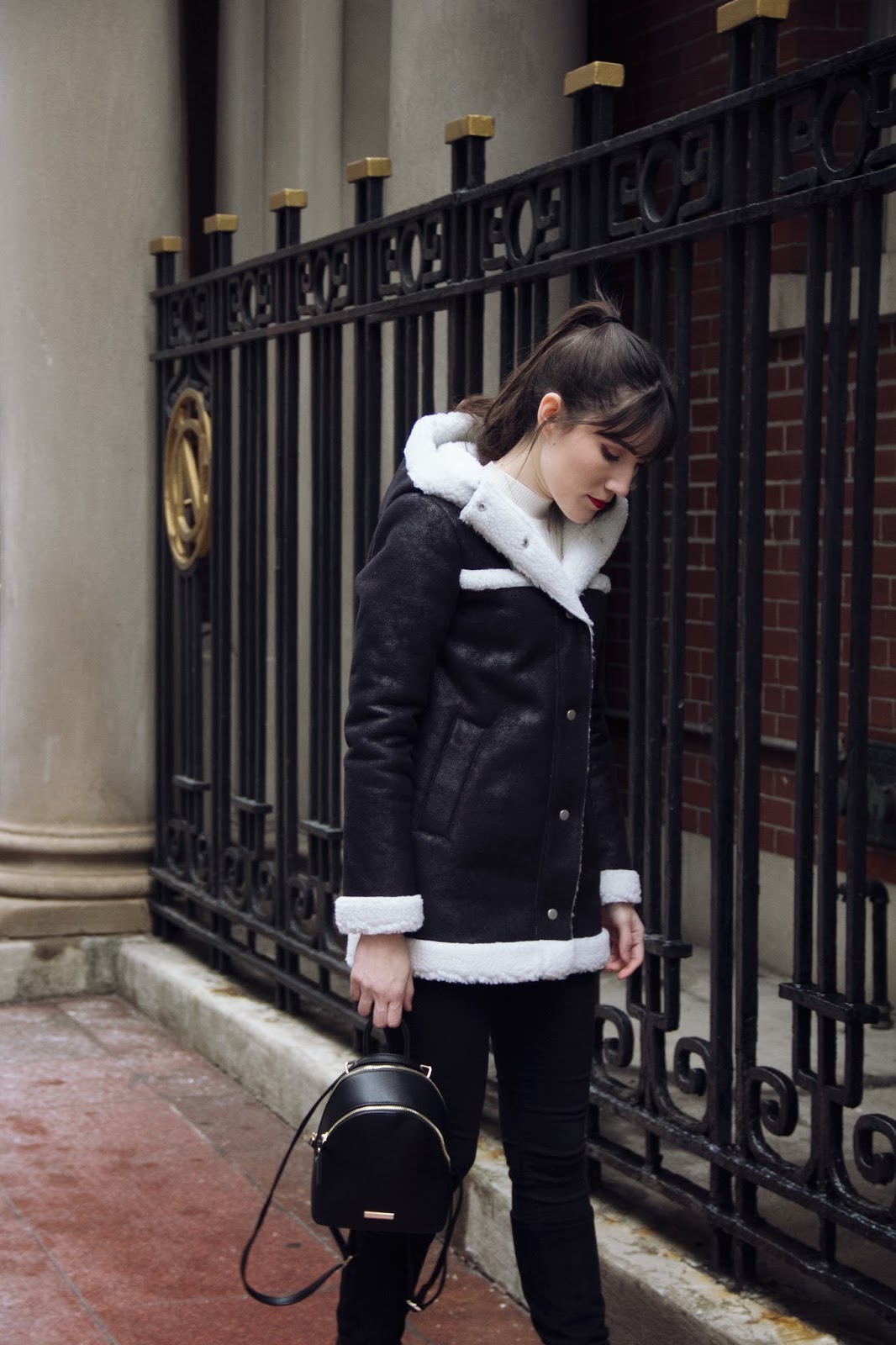 Black and White Shearling Coat Carolina Pinglo