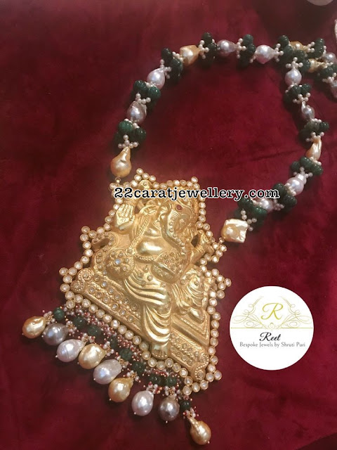 Ganesh Pendant with Pumpkin Beads Ganesh Pendant with Pumpkin Beads