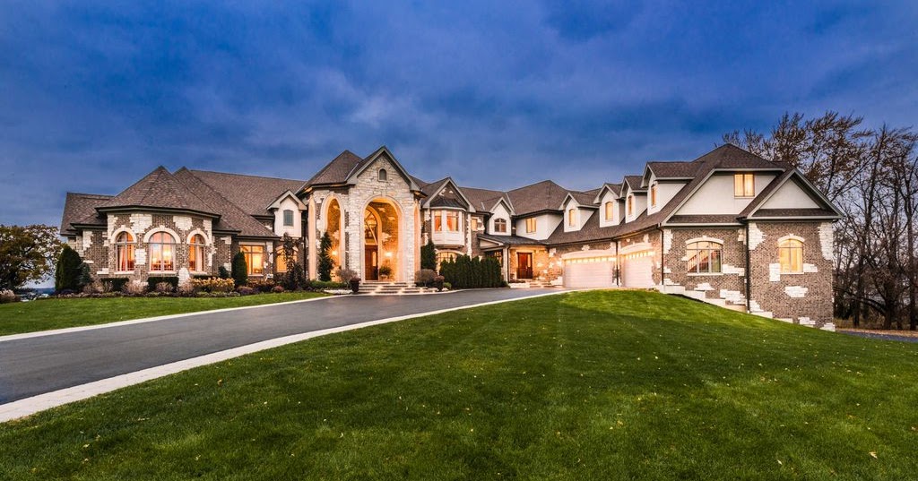 24,000 Square Foot Lakefront Brick and Stone Mega Mansion In Antioch, IL THE AMERICAN MANION