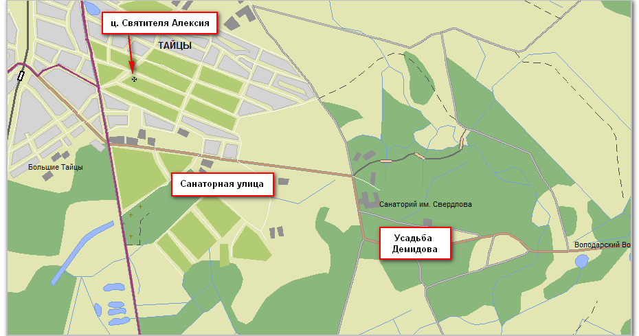 Карта тайцы с улицами и домами