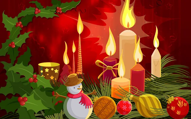 Brandende kaarsen en kerstspullen in 3D
