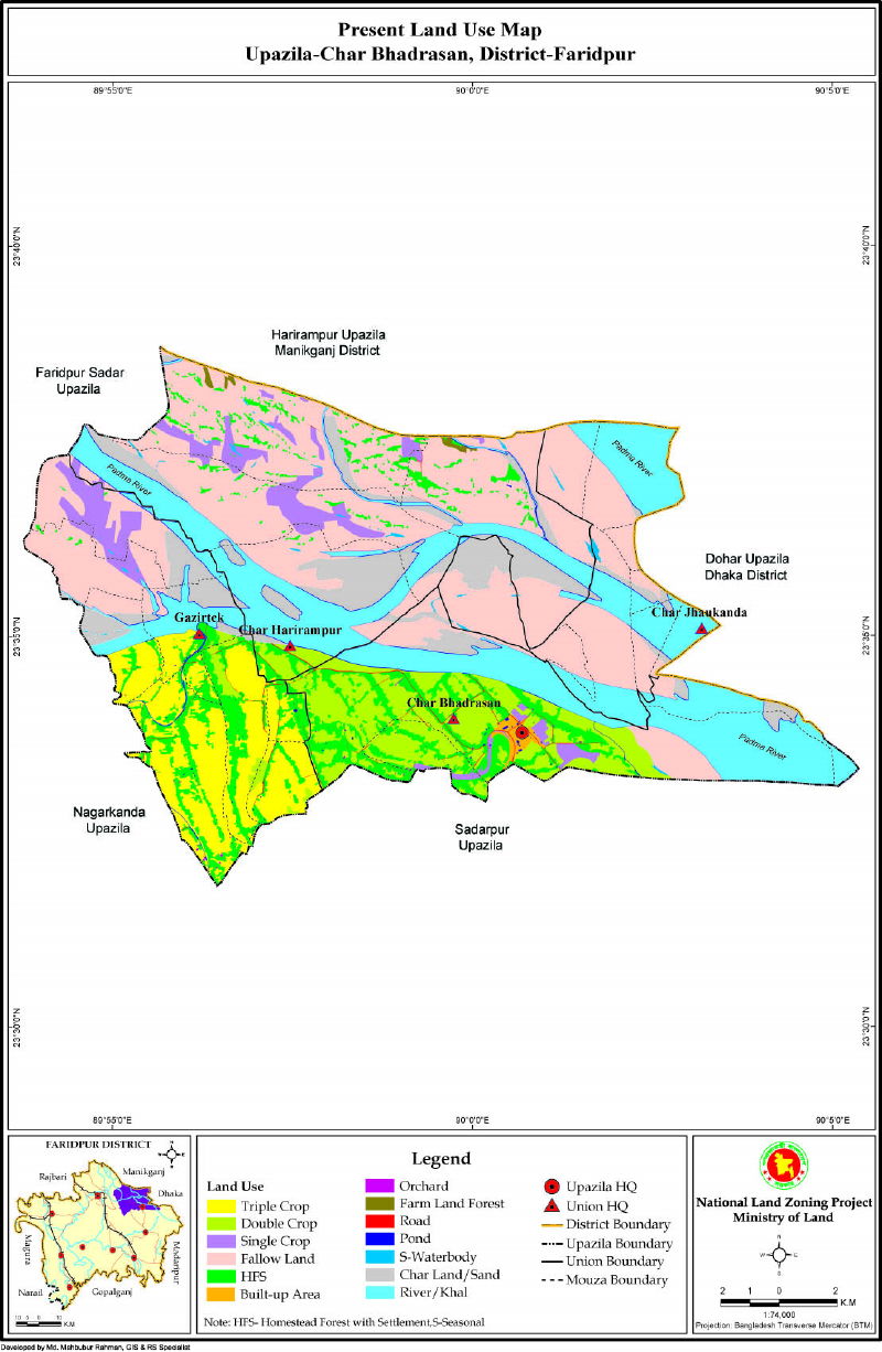 Charbhadrasan Upazila Mouza Map Faridpur District Bangladesh