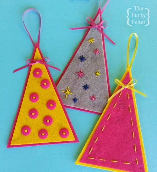 Free Felt Christmas Tree Ornament Pattern with Craft Tutorial by The Funky Felter