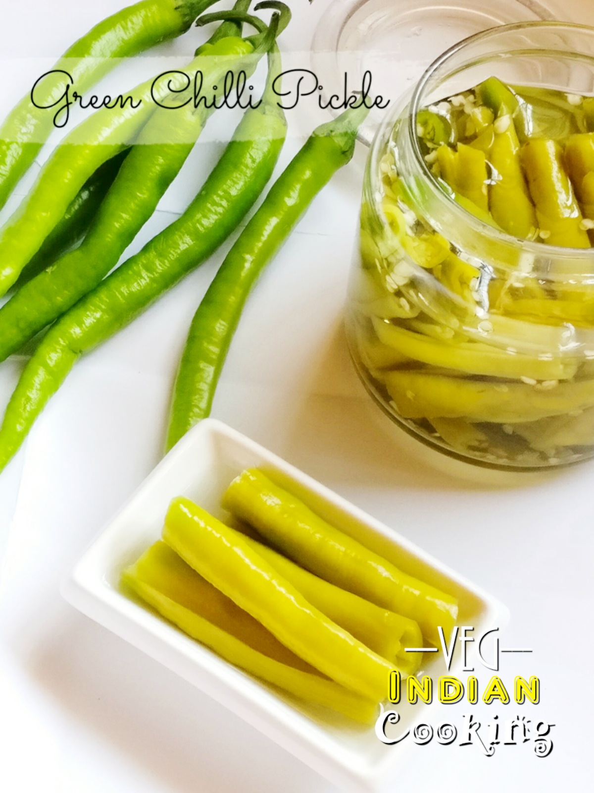 Veg Indian Cooking Pickled Green Chillies