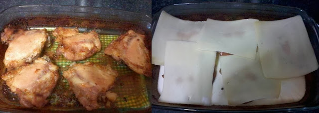 frango já dourado com o creme de leite e o queijo Receita de frango assado com cerveja e creme de leite