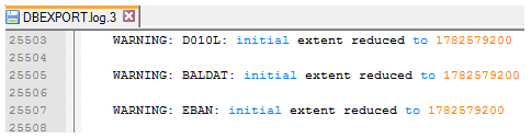 Export log shows initial extents limited to 1782579200