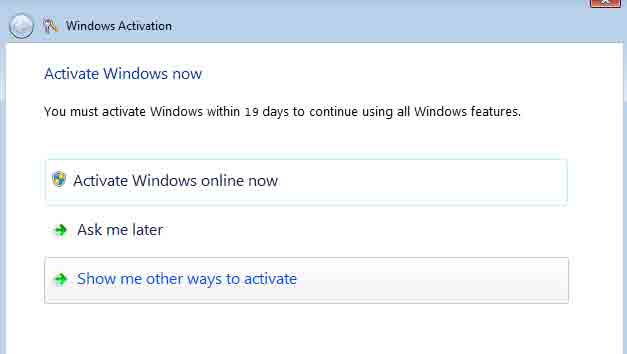 Windows 7 re activation through online, windows activation through command prompt, windows activation,  windows seven product key changing, windows activation again methods, windows re-activation methods