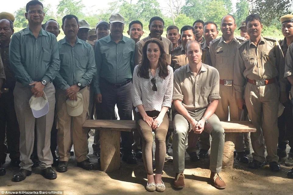 The Duke & Duchess of Cambridge meet guides at the Kaziranga National Park