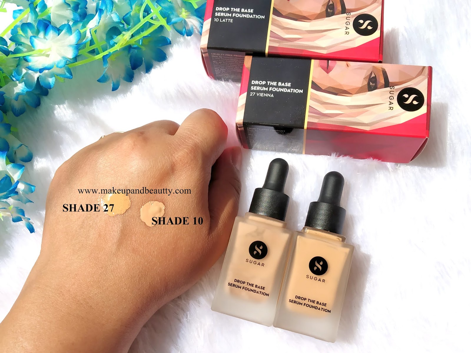 Makeup and beauty !!! SUGAR COSMETICS DROP THE BASE SERUM FOUNDATION REVIEW & DEMO