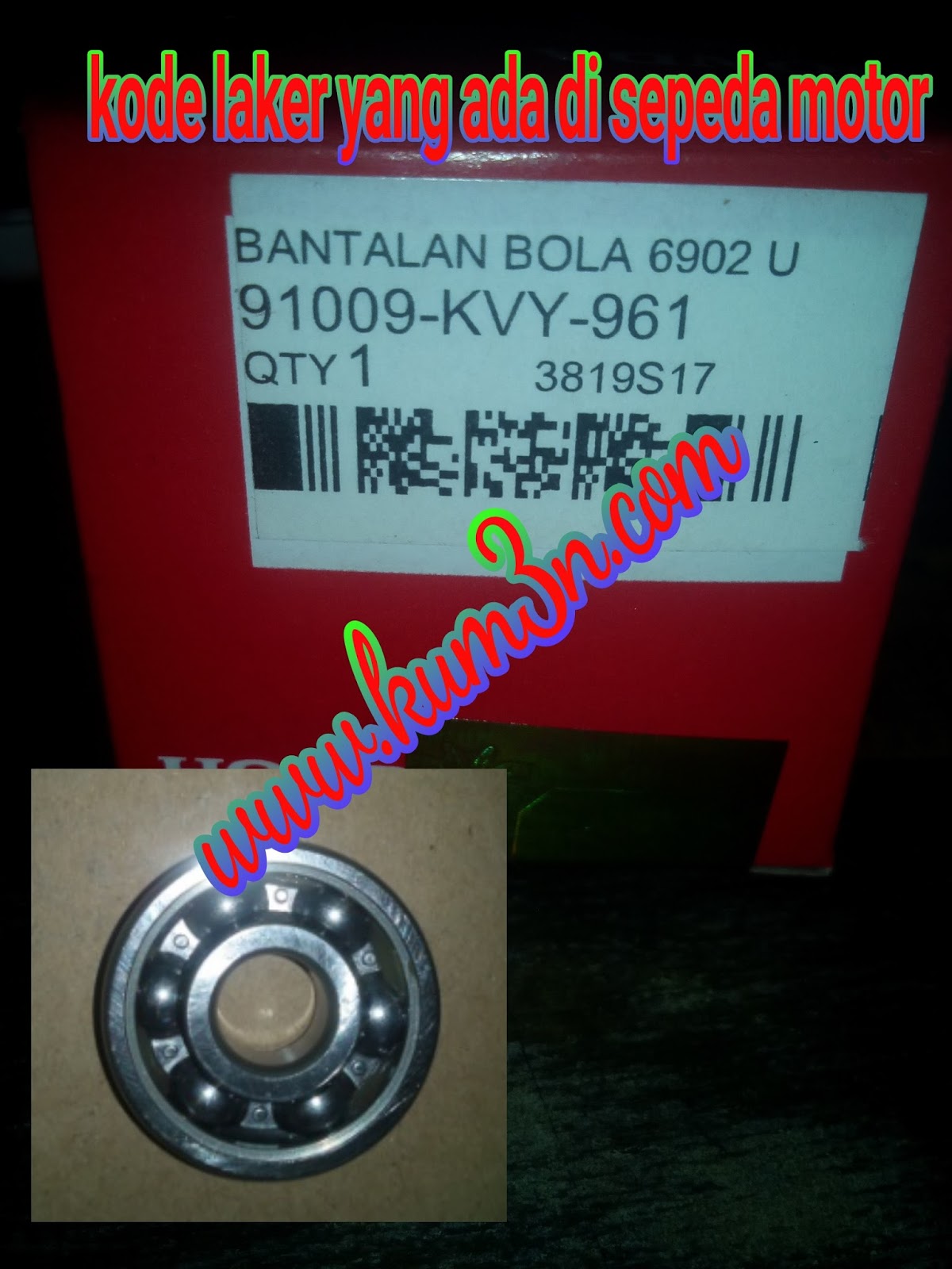 Kode bearing/laher yang berada di sepeda motor