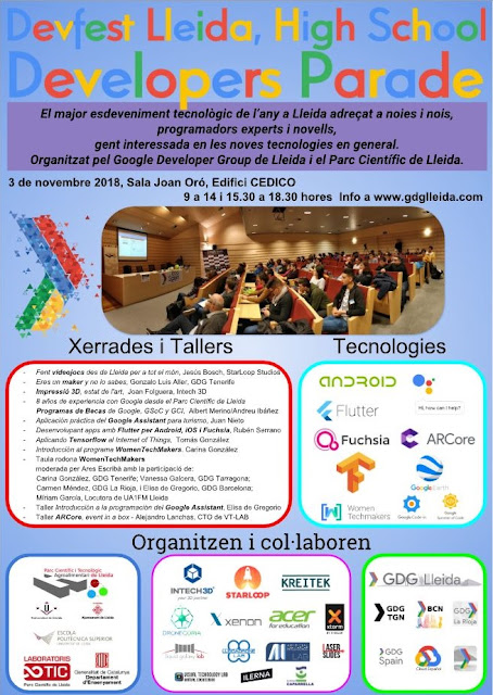 Devfest Lleida 2018, High School Developers Parade, el evento Google del año en Lleida !!!
