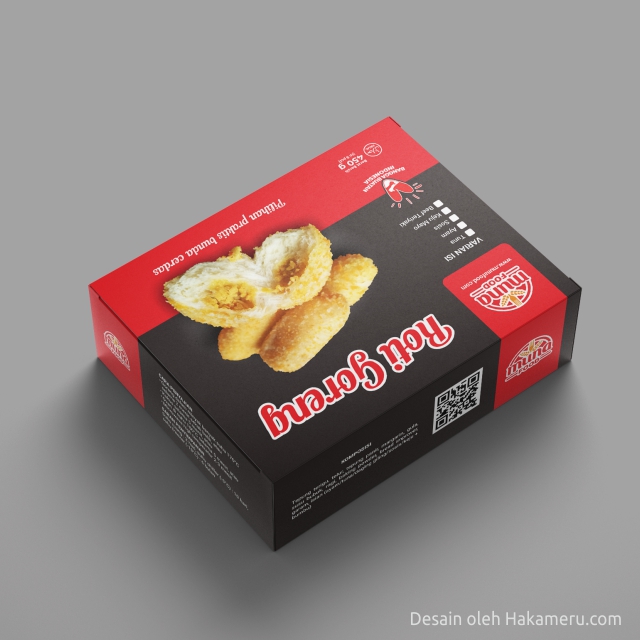Desain kemasan box roti goreng elegan simpel keren minimalis untuk UMKM