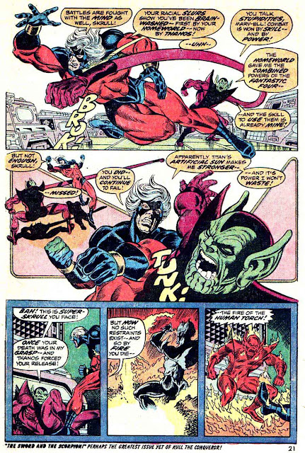 Captain Marvel #27 marvel 1970s bronze age comic book page art by Jim Starlin Captain Marvel #27 marvel 1970s bronze age comic book page art by Jim Starlin