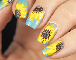 sunflower nail yellow nails background centers bit blurmark detail