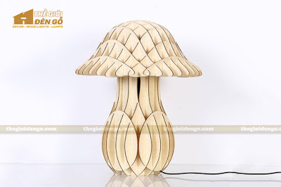 Thế Giới Đèn Gỗ - Đèn gỗ trang trí để bàn cây nấm