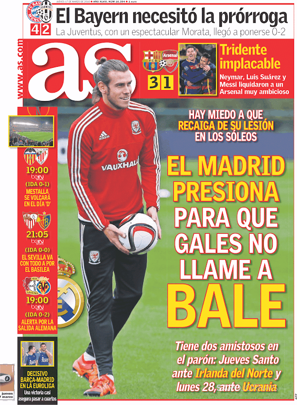 Real Madrid, AS: "El Madrid presiona para que Gales no llame a Bale"