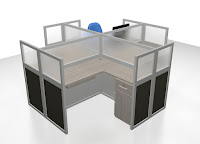 Cubicle Workstation 4 Person - Meja Partisi Kantor Untuk 4 Orang