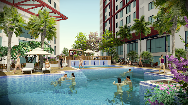 Bể bơi ngoài trời dự án Imperial Plaza Bể bơi ngoài trời dự án Imperial Plaza