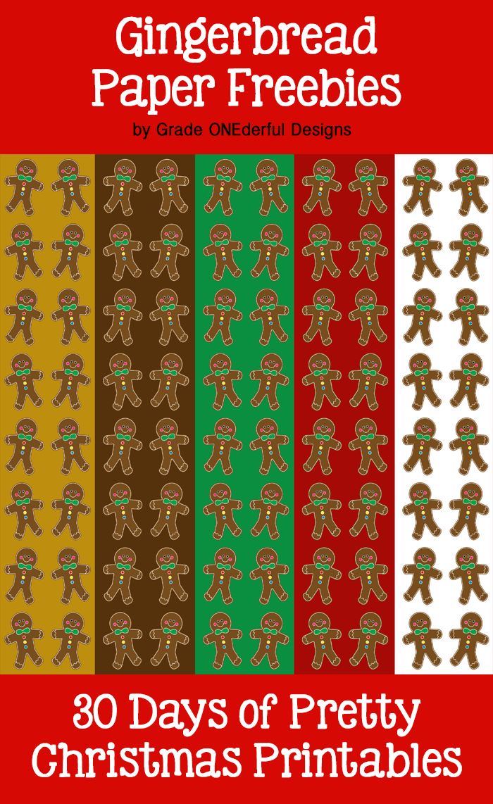 Free GIngerbread Boy Digital Papers from Grade ONEderful Designs